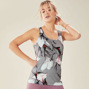 Fabletics Bess Tank Mirage Floral Print Gray NWT M